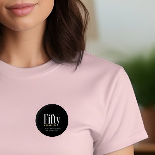 50 & Fearless Verjaardag Elegant Modern Zwart Cust Ronde Button 3,2 Cm