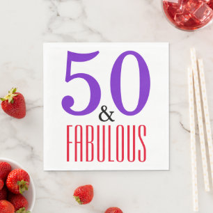 50 & Feestelijke Verjaardagsfeest Typografie Servet