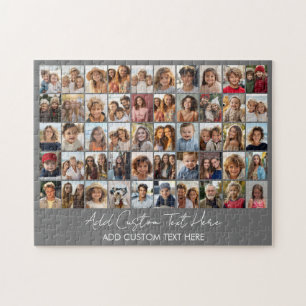50 Foto Collage Raster - Script Tekst - grijs Legpuzzel