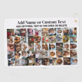 50 Fotocollage - Aangepaste tekst - Zwart-wit Golfhanddoek (Horizontaal)