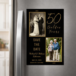 50 Golden Years Bewaar de datum Dunne Magnetische  Uitnodiging