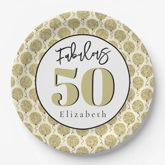 50 gouden verjaardagspapier Bord (Voorkant)