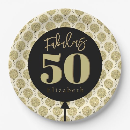 50 gouden verjaardagspapier Bord (Voorkant)