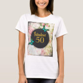 50 groene vlinders op collage t-shirt (Voorkant)