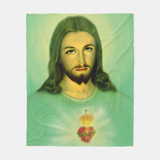 50-inch x60-inch heilig hart van Jesus Fleece Blan (Voorkant)