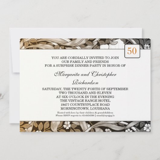 50 invitations pour un anniversaire de mariage d'o (Dos)