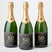 50 jaar bruiloft Jubileum chique zwart en goud Sparkling Wijnetiket (Flessen)