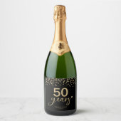 50 jaar bruiloft Jubileum chique zwart en goud Sparkling Wijnetiket (Voorkant)