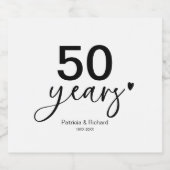 50 jaar bruiloft Jubileum zwart-wit Sparkling Wijnetiket (Enkel label)