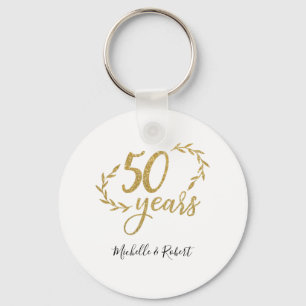 50 jaar cadeau voor bruiloft gouden glitter sleutelhanger
