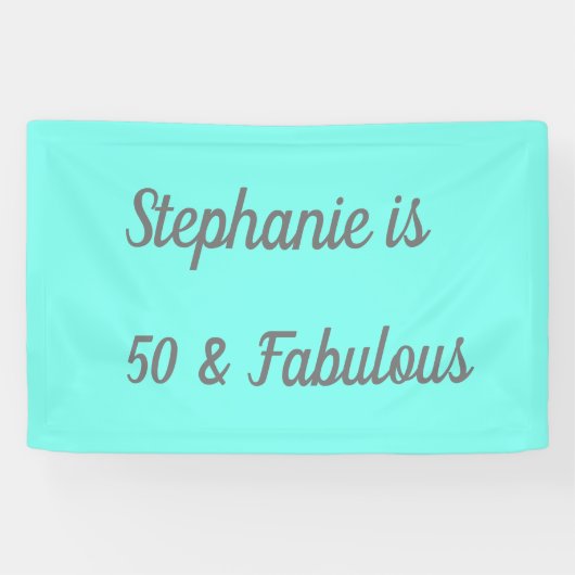 50 jaar en Blauwgroen blauw, grijs deeg Spandoek (Horizontaal)