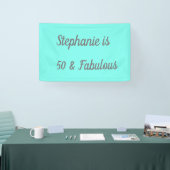 50 jaar en Blauwgroen blauw, grijs deeg Spandoek (Beurs)