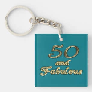 50 jaar en Fabulous Birthday Gold Typografie 50 ja Sleutelhanger