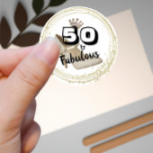 50 jaar en Fabulous Gold Black Bold Birthday Ronde Sticker