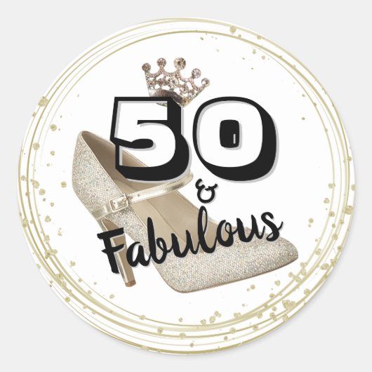 50 jaar en Fabulous Gold Black Bold Birthday Ronde Sticker (Voorkant)
