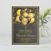 50 jaar en Fabulous Gold Black Kaart (Staand voorkant)