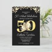 50 jaar en Fabulous Gold Black Kaart (Staand voorkant)