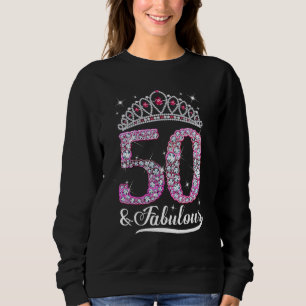 50 jaar en Fabulous Pink Crown Happy 50th Birthday Trui