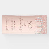 50 jaar en Fabulous verjaardagsgoudzilver roos Spandoek (Horizontaal)