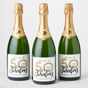 50 jaar en fantastisch verjaardagslabel sparkling wijnetiket
