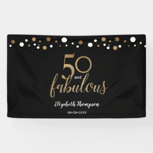 50 jaar en geweldige gouden verjaardag Gold Confet Spandoek