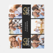 50 jaar en geweldige gouden zwarte fotoverjaardag fleece deken (Voorkant)