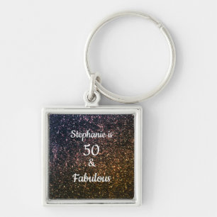 50 jaar en verbluffend goudglitter ombre sleutelhanger