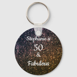 50 jaar en verbluffend goudglitter ombre sleutelhanger