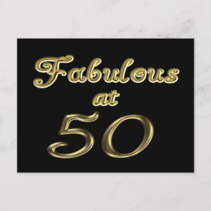 50 jaar Fabulous at 50 Gold Typography Age 50 Briefkaart