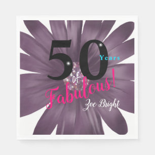 50 jaar Fabulous elegant paarse maisy met glitter Servet