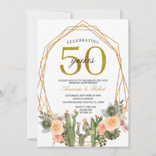 50 jaar Floral Cactus Golden Wedding Jubileum Kaart