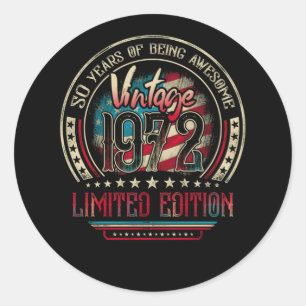50 jaar Geweldige 50e verjaardag  1972 Verenigde S Ronde Sticker
