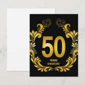 50 jaar Gold Glitter Jubileum Informatiekaartje (Voorkant / Achterkant)