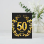 50 jaar Gold Glitter Jubileum Informatiekaartje (Staand voorkant)