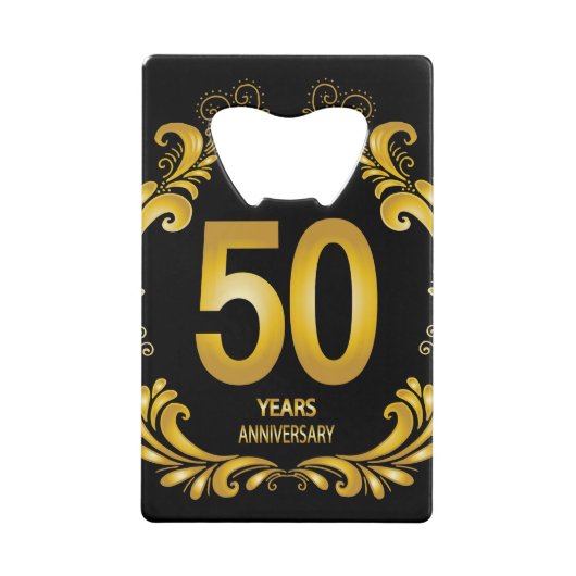 50 jaar Gold Glitter Jubileum Kredietkaart Flessenopener (Voorkant)