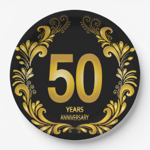 50 jaar Gold Glitter Jubileum Papieren Bordje