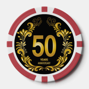 50 jaar Gold Glitter Jubileum Poker Chips