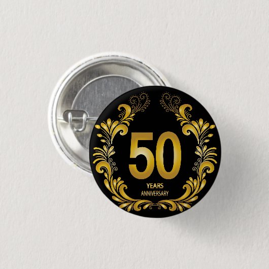 50 jaar Gold Glitter Jubileum Ronde Button 3,2 Cm (Voorkant /achterkant)