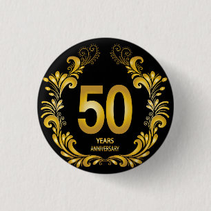 50 jaar Gold Glitter Jubileum Ronde Button 3,2 Cm