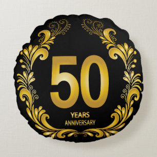 50 Jaar Goud Glitter Jubileum Rond Kussen
