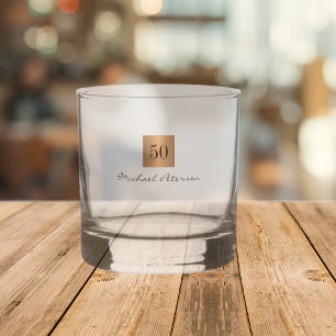 50 jaar gouden elegante script naam gepersonalisee whisky glas