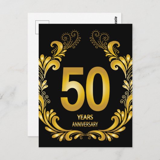 50 Jaar Gouden Glitter Jubileum Briefkaart (Voorkant / Achterkant)