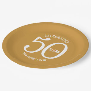 50 jaar gouden gouden feestdag papieren bordje