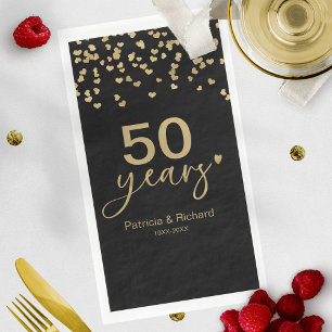 50 Jaar Huwelijksjubileum Zwart en Goud Servet