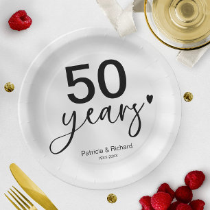 50 Jaar Huwelijksjubileum Zwart En Wit Papieren Bordje