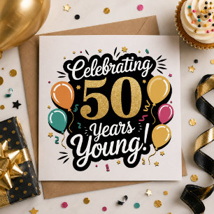 50 jaar jong vieren: een gouden jubileumkaart feestdagenkaart