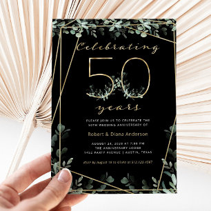 50 jaar Jubileum Gouden groen en foto Kaart