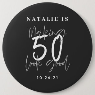 50 jaar op maat maken ronde button 6,0 cm