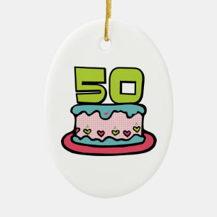 50 jaar oude Birthday Cake Keramisch Ornament