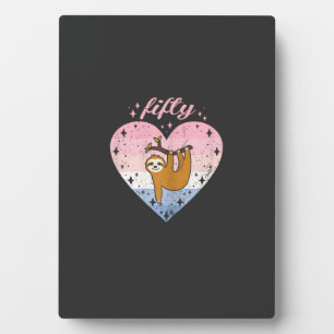 50 Jaar Oude Schattige Luiaard Verjaardag Meisje 5 Fotoplaat